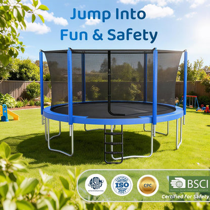 Skybound AiryBounce 16ft Trampoline Recreational Trampolines with Enclosure Outdoor Trampoline for Kids and Adults with Safety Net and Spring Padding