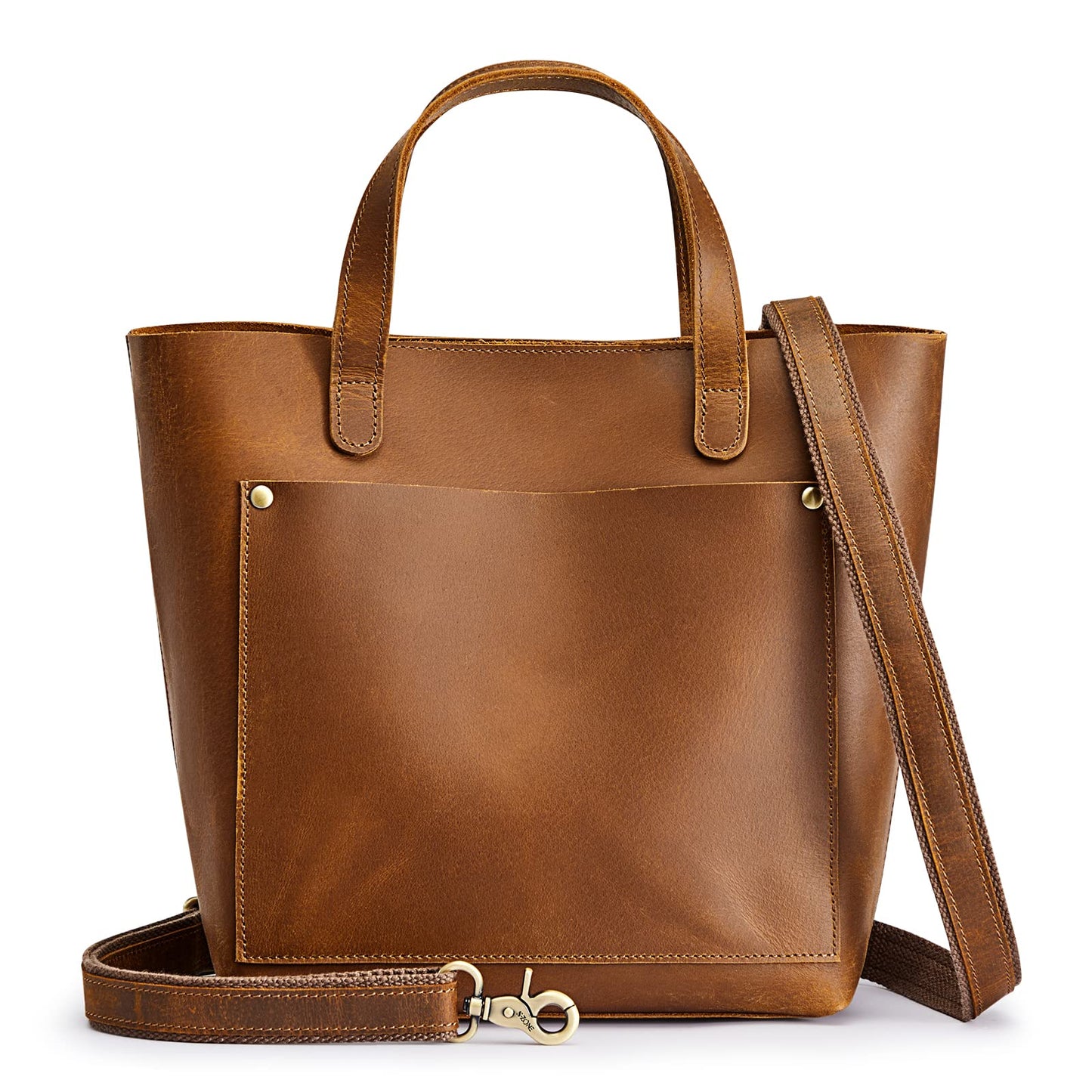 S-ZONE Leather Mini Crossbody Tote Bag Satchel Top-Handle Handbags Shoulder Purses with Inner Pouch