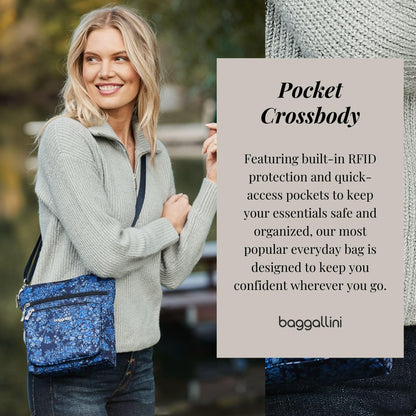 Baggallini Pocket Crossbody Bags for Women 8x8 Small Lightweight Durable Water-resistant Travel Purse W/Rfid