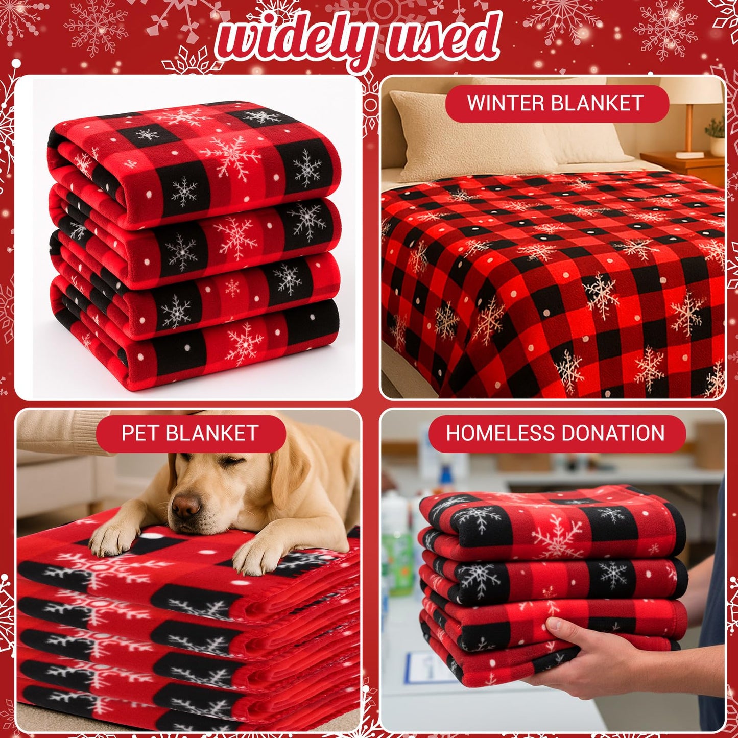 HunnmingRe 12 Set Christmas Fleece Throw Blanket Bulk Xmas Gift Set Include Merry Christmas Ribbon and Gift Card 50 x 60 Inch Holiday Blanket for Couch Sofa Winter Travel Decoration