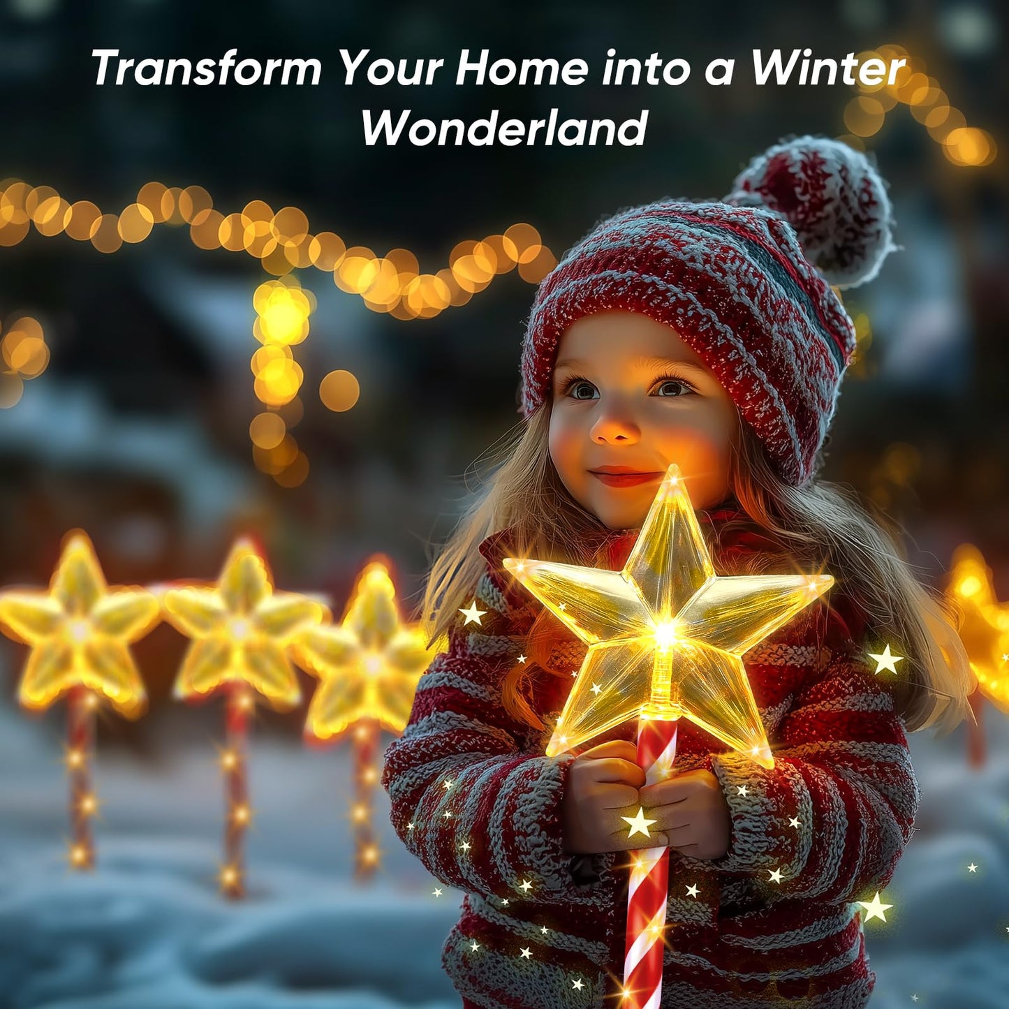 Solar Christmas Lights Outdoor Waterproof: 8 Pack Star Solar Christmas Decorations Outdoor with 8 Modes, Solar Candy Cane Pathway Lights Outside for Yard Walkway Driveway Xmas Decor - Warm White