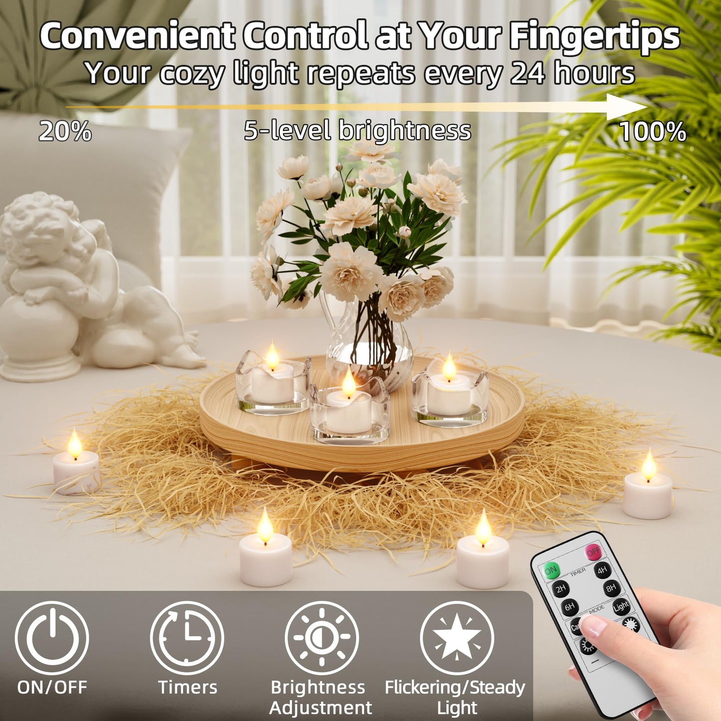 Rechargeable Flameless Tea Lights Candles: 12Pcs Battery Operated Tea light Candles with Remote Timer & Charging Base LED Flickering Votive Tealight Candles for Christmas Halloween Wedding Decor