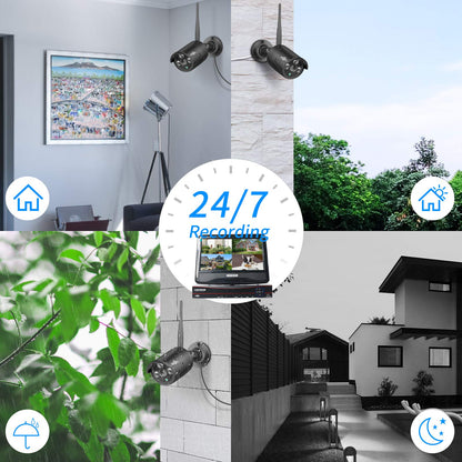 Hiseeu Wireless Pro WiFi Security Camera System, 16CH 4K NVR Kit, Plug-in Powered 12Pcs 5MP CCTV Home Security Camera System for Indoor/Outdoor, Night Vision, Waterproof, Motion Detection, 3TB HDD
