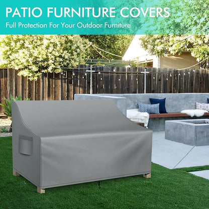 WLEAFJ Patio Sofa Cover Waterproof, 3-Seater Outdoor Sofa Cover, Heavy Duty Deep Lounge Loveseat Cover, Large Lawn Patio Furniture Covers with Air Vent, 78’’ W x 33’’ D x 32’’ H, Grey