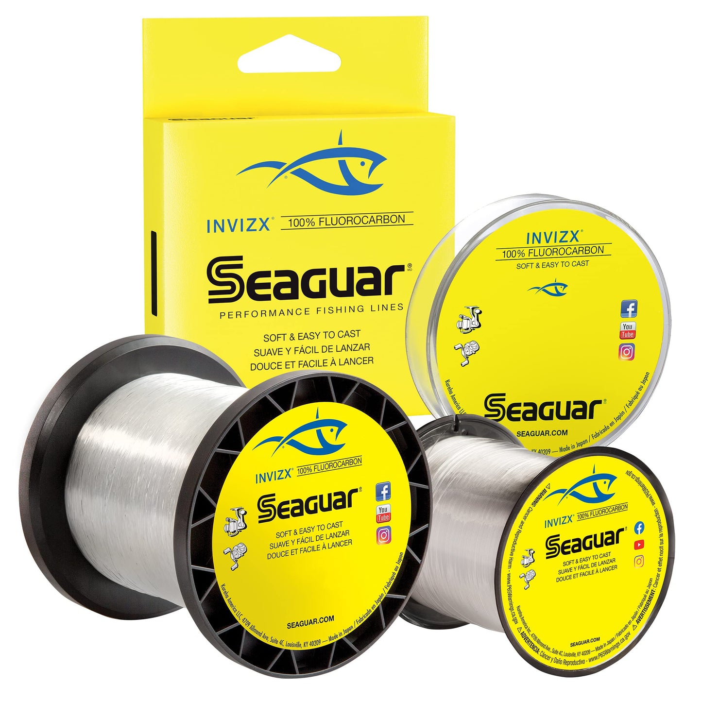 Seaguar Invizx Freshwater 100% Fluorocarbon Fishing Line 8lbs, 200yds Break Strength/Length, clear - 08VZ200