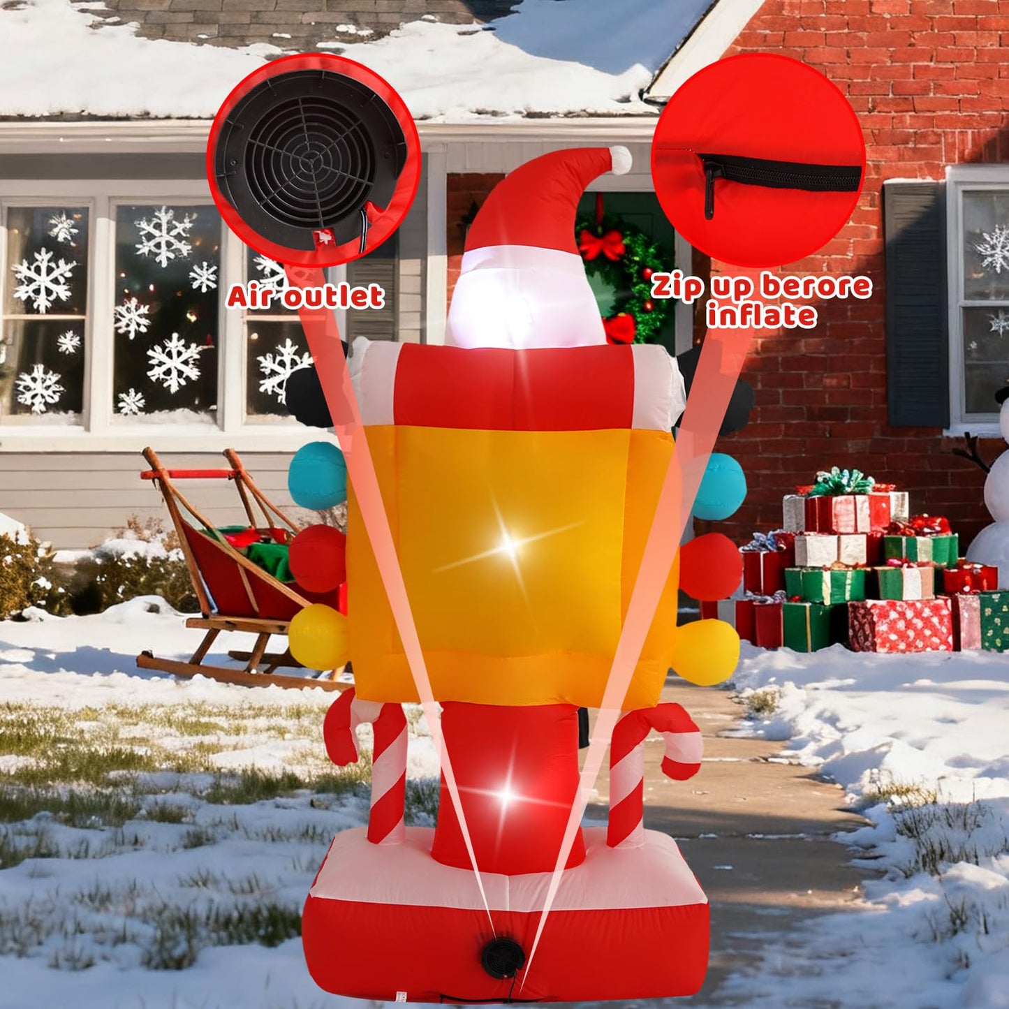 HZGDEJTG 7FT Santa Claus Countdown Sign with Built-in LED Lights, Suitable for Christmas Lawns, Gardens, and Courtyards Outdoor Inflatable Decorations