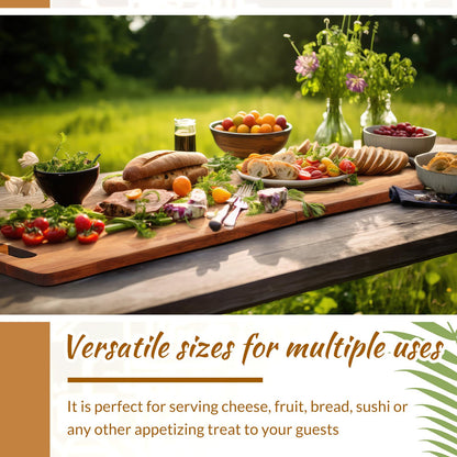 FoldTier Large Acacia Charcuterie Board with Handles 36 x 12 Inch Christmas Extra Large Wood Foldable Serving Tray Rectangular Appetizers Cheese Food Meat Board for New Home Party Housewarming Gifts
