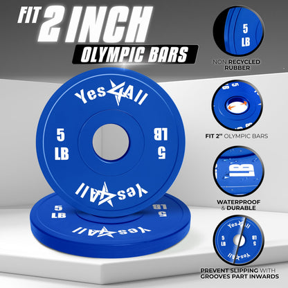 Yes4All Fractional Weight Plates Set, Available In Steel And Rubber, Set of 2/4/6 Plates in 1.25LB, 2.5LB, or 5LB Sizes, Micro Change Plates for Dumbbell and Olympic Barbell Weightlifting