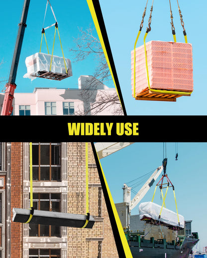 4 Pcs Twisted Eye Lifting Sling with UV Resistance, Lucky Straps 10' x 2" Lifting Straps for Hoist, 15000 Lbs Heavy Duty Twist Eye Polyester Webbing Sling for Furniture, Beds, Machinery, Outdoor, etc