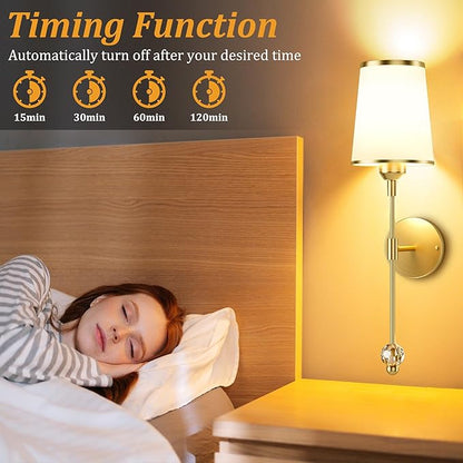 PAIHOME Gold Battery Operated Wall Sconce Set of Two, Rechargeable Wireless Sconces with 5000mAh, 15 Colors Remote Control Dimmable Wall Sconce for Bedroom Living Room Bathroom Hallway Wall Decor