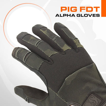 PIG FDT Alpha Full Dexterity Gloves for Shooting Sports, Touchscreen Compatible, Breathable, 1 Pair, Multicam Black, Large