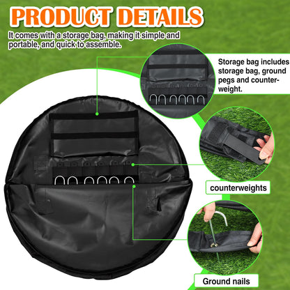 VioraWhite Portable Lacrosse Crease 17 ft, Women's Regulation Size Portable Lacrosse Goal, Weather Crease with Weights, Stakes and Carry Bag(Black)