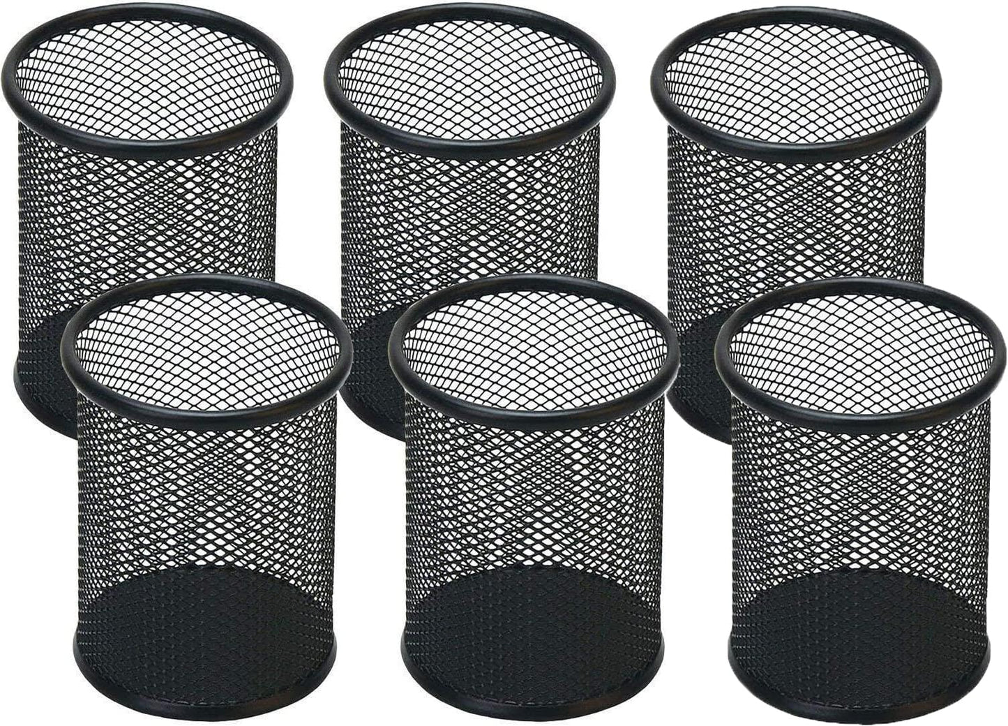 SNOW COOLER Pen Holder Pencil Holder Mesh Metal Pen Cup Holder Pencil Cup Holder for Desk Office Home Pen Organizer Black, 6 Pack