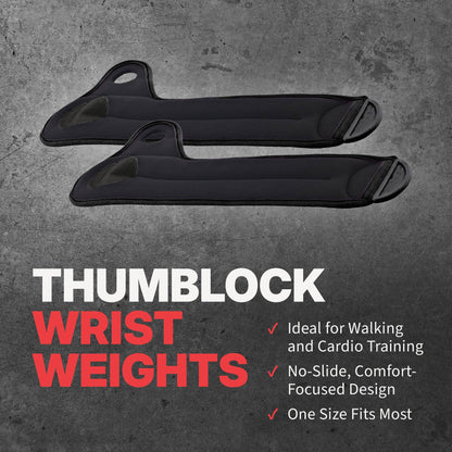 SPRI Thumblock Wrist Weights - Arm Weights Set for Women and Men - Upper Body Conditioning and Endurance Tool - for Home Gym and Fitness Classes - One Size Fits Most - 4lb Set (2lb Each)