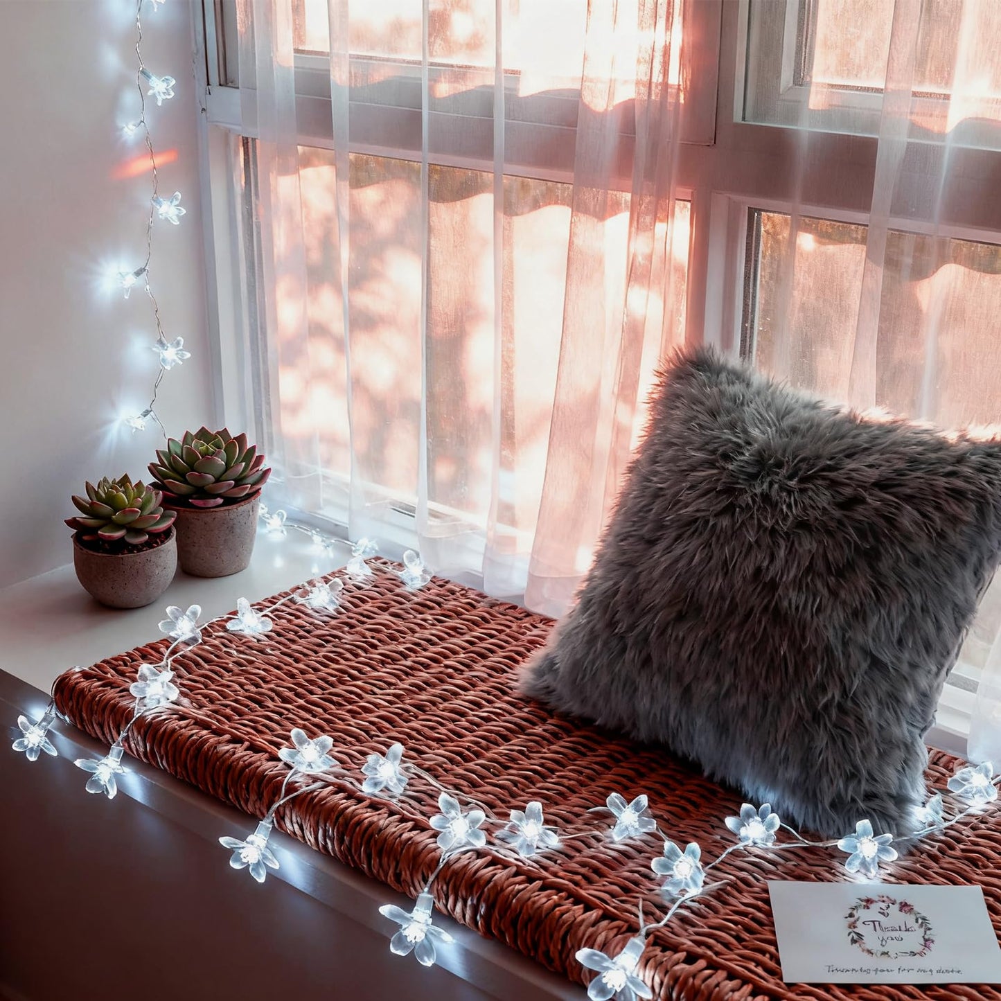 JACUXLSS Fairy Cool White Flower String Lights, 33ft 100 LED Plug in 8 Lighting Mode Cherry Blossom Indoor Wall Ceiling Window Decorations, Aesthetic Lamp Decor for Christmas Holiday Easter Bed Room