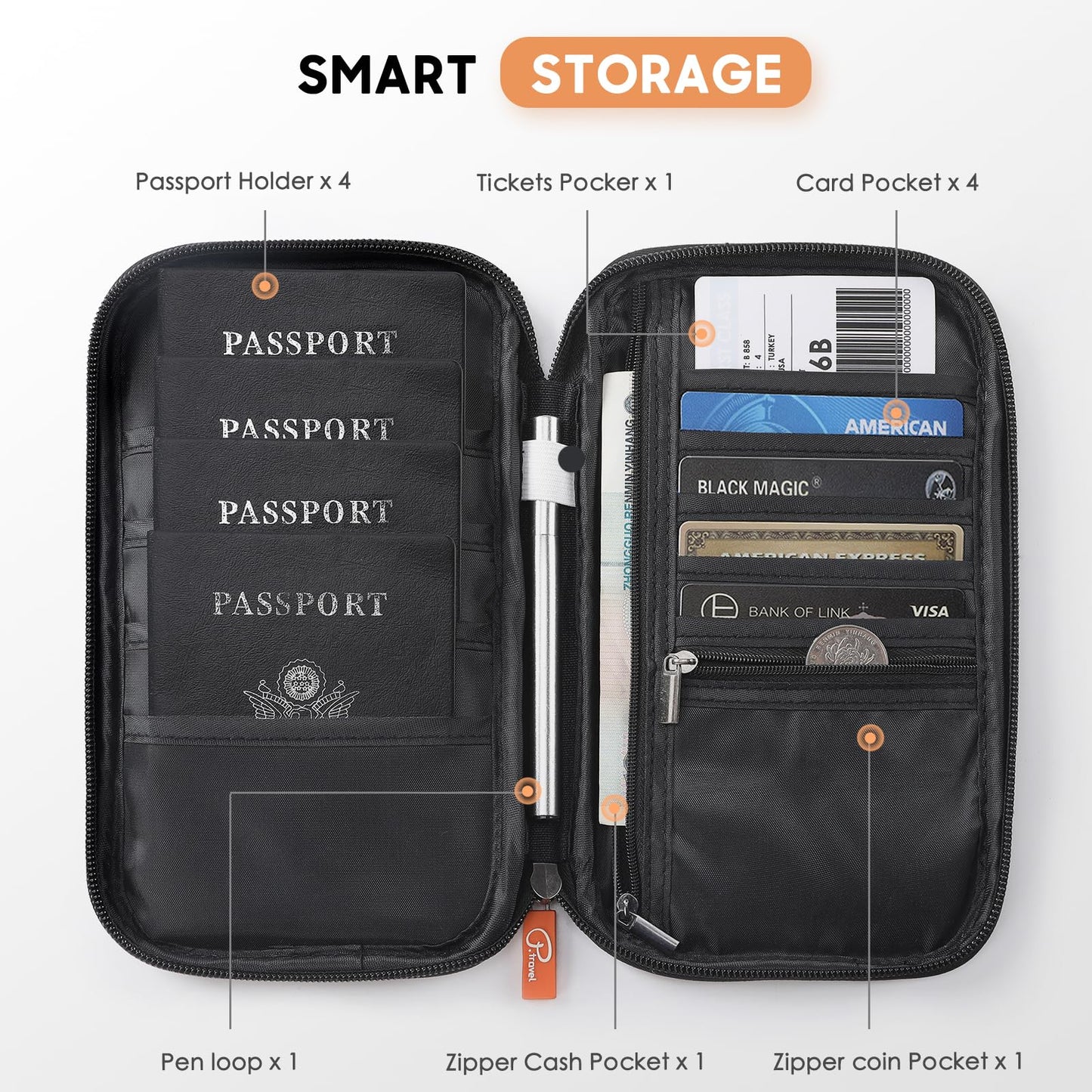 Family Passport Holder Organizer, RFID Blocking Travel Document Case, Lightweight Large Passport Cover Case Waterproof Bag Document Organizer for Women & Men