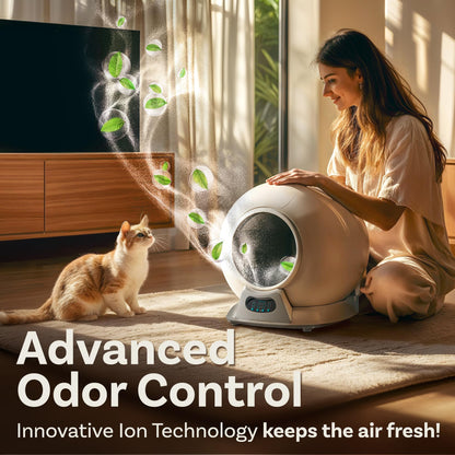 PetCove Self Cleaning Litter Box with Auto Safety Sensors for Multiple Cats - Automatic Cat Litter Box Self-Cleaning - Covered Odor Removal with APP Control - Compatible On All WiFi - Electric Robot