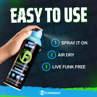 FunkAway Extreme Odor Eliminating Room Refresher AeroSpray, 6 oz., Odor Eliminating Room Spray Removes Musty, Stuffy, Stinky and Smelly Airborne odors