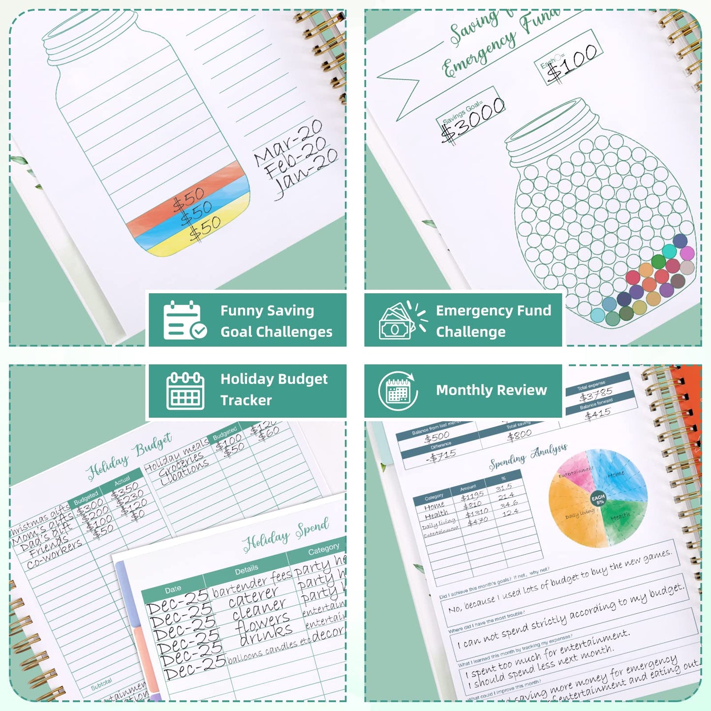 SOLIGT 8.5 x 11 inches Large Budget Planner and Monthly Bill Organizer – Premium Hardcover Budget Book with 12 Pockets for Savings, Debt, Expense Tracking – Budget Tracker with Stickers