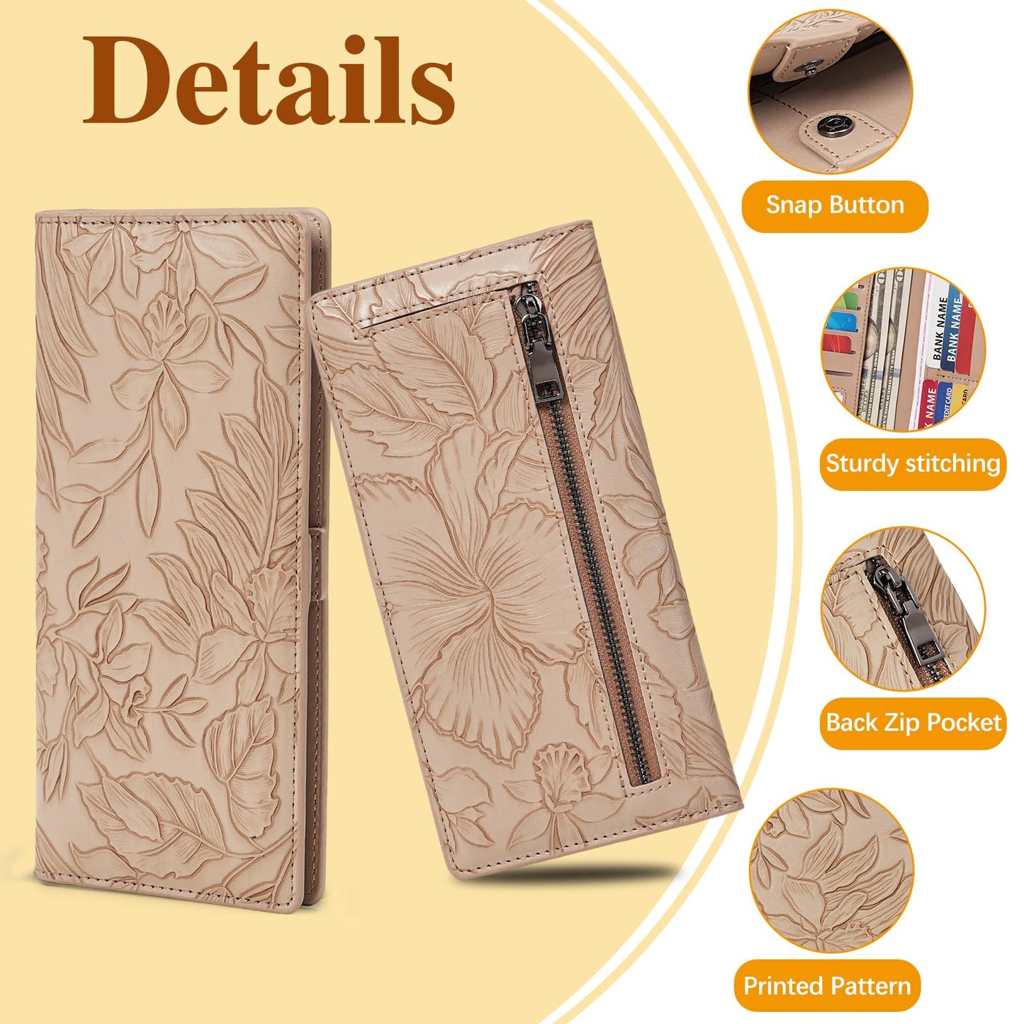 FALAN MULE Ultra Slim Thin Wallet for Women Bifold Leather RFID Blocking Designer Credit Card Holder