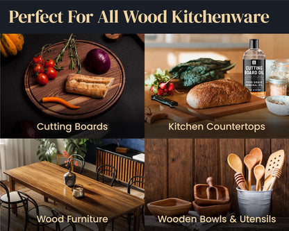 Mevell Food Grade Mineral Oil Made in USA 32 Oz, Butcher Blocks and Kitchen Countertops Conditioner, Food Safe Cutting Board Oil, Finish for Marble, Soapstone