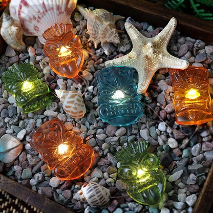 Tiki Mask String Lights Outdoor Waterproof 7FT 20PCS, Tropical Hawaiian Luau Party Lights Battery Operated LED with Remote Control, Patio Garden Porch Yard Pool BBQ Tiki Bar Summer Decorations