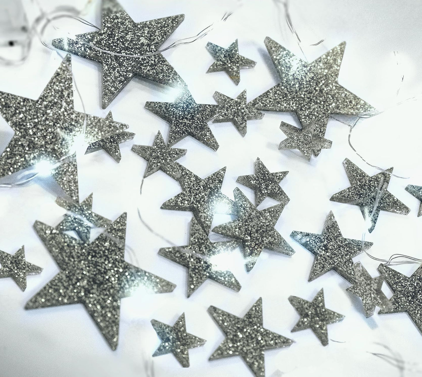 Vase Pearlfection 50 Floating Silver Stars-Glitter-Jumbo Sizes-Fills 1 Gallon of Transparent Gels for Floating Effect-with Measured Floating Gels Prep Bag for Best Results!