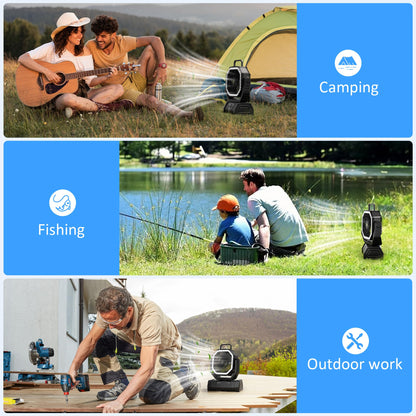 Portable Fan Rechargeable, 20000mAh Cordless Battery Powered Camping Fan with LED Light & Remote, 4 Speeds Wind, Timer, USB C, 360° Hanging Hook, Oscillating Fans for Travel Tent, Camping Essentials