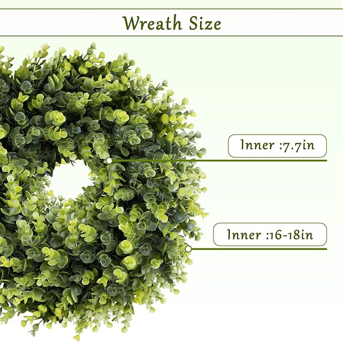 Christmas Boxwood Wreath Door Wreath 16-18In Christmas Door Wreaths for Front DoorWreath Winter Spring Summer Indoor OutdoorWreath Farmhouse Artificial Greenery Wreaths Home Decoraction