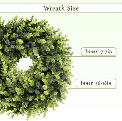 Christmas Boxwood Wreath Door Wreath 16-18In Christmas Door Wreaths for Front DoorWreath Winter Spring Summer Indoor OutdoorWreath Farmhouse Artificial Greenery Wreaths Home Decoraction