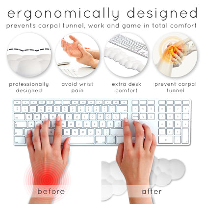 Create-ables Qloud Cloud Wrist Rest Keyboard Wrist Rest for Computer Keyboard Pad, Cloud Keyboard Wrist Rest, Wrist Pad for Keyboard, Memory Foam, Non Slip Base, Comes with Mouse Pad - White