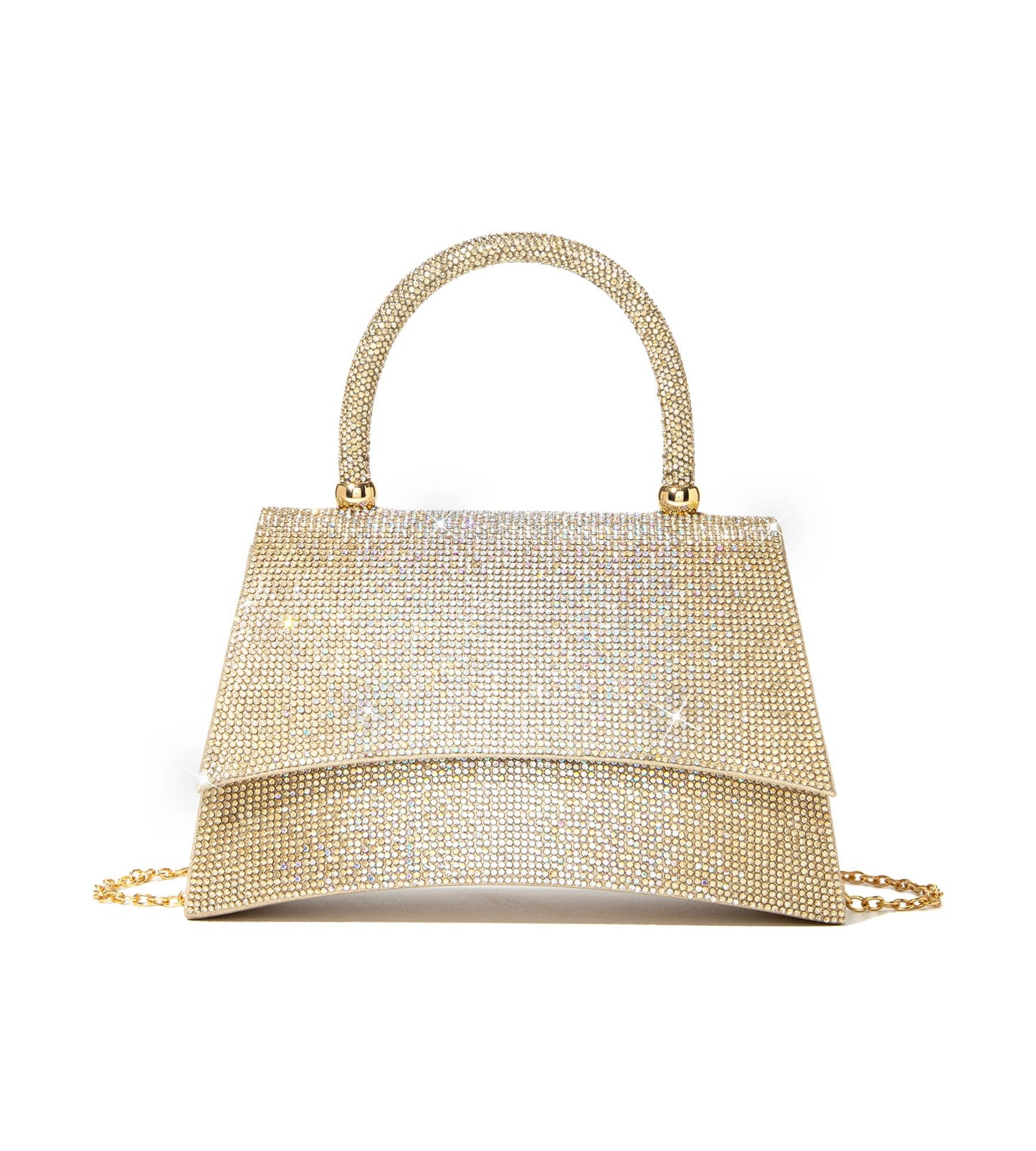 Sweetovo Rhinestones Clutch Purse for Women Sparkly Shoulder Bag and Handbags for Wedding Party Evening Crossbody Bag (B-Gold)