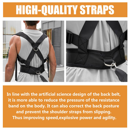 YNXing Sled Pulling Harness, Tire Pulling Harness with Pull Strap for Resistance Training, Adjustable Padded Shoulder Strap (13.1FT)