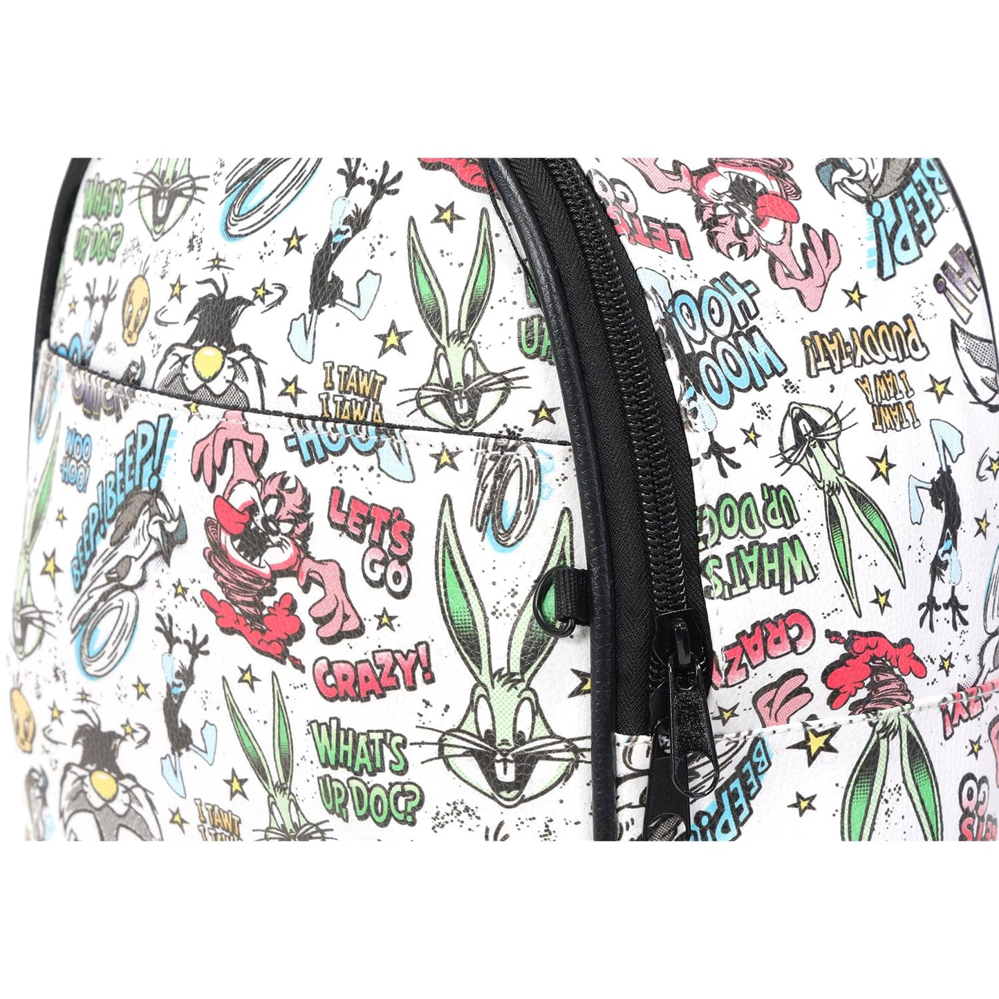 WARNER BROS PICTURES Looney Tunes Mini Backpack for Women - 10” Faux Leather Looney Tunes Backpack with Front Pocket Plus Button, Coin Pouch | Looney Tunes Backpack Purse Bundle