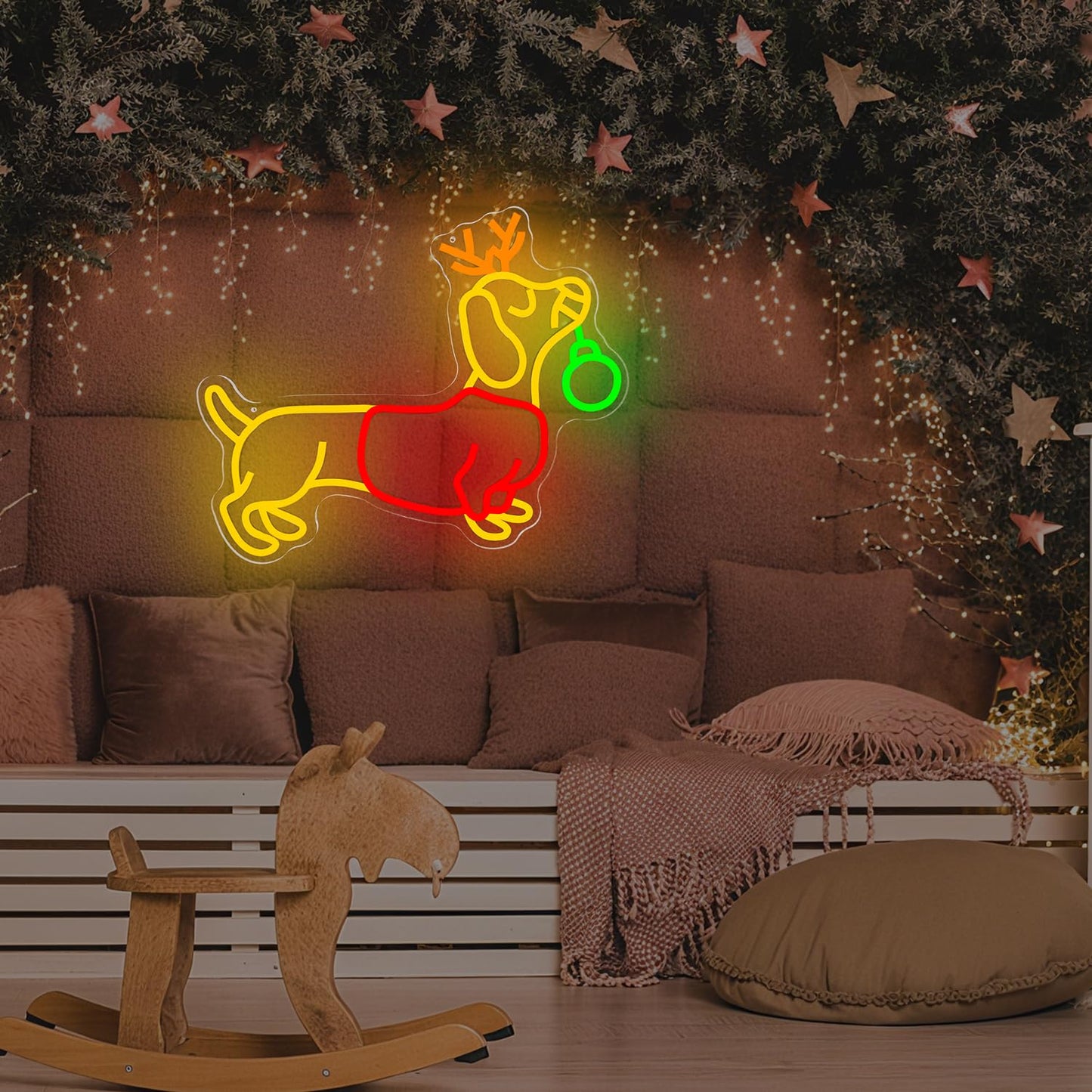 FuugZze Dachshund Neon Sign Christmas Neon Lights for Bedroom Weiner Dog Led Signs for Bedroom Wall Dimmable Dachshund Light Up Sign for Neon Christmas Decorations Party Wall Room Home Decor