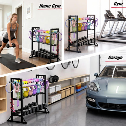 3-Tier Adjustable Dumbbell Rack Stand - Heavy-Duty Carbon Steel Weight Storage Organizer for Home Gym, Easy Assembly, 450 lb Capacity for Dumbbells & Kettlebells(dumbbell rack stand only)