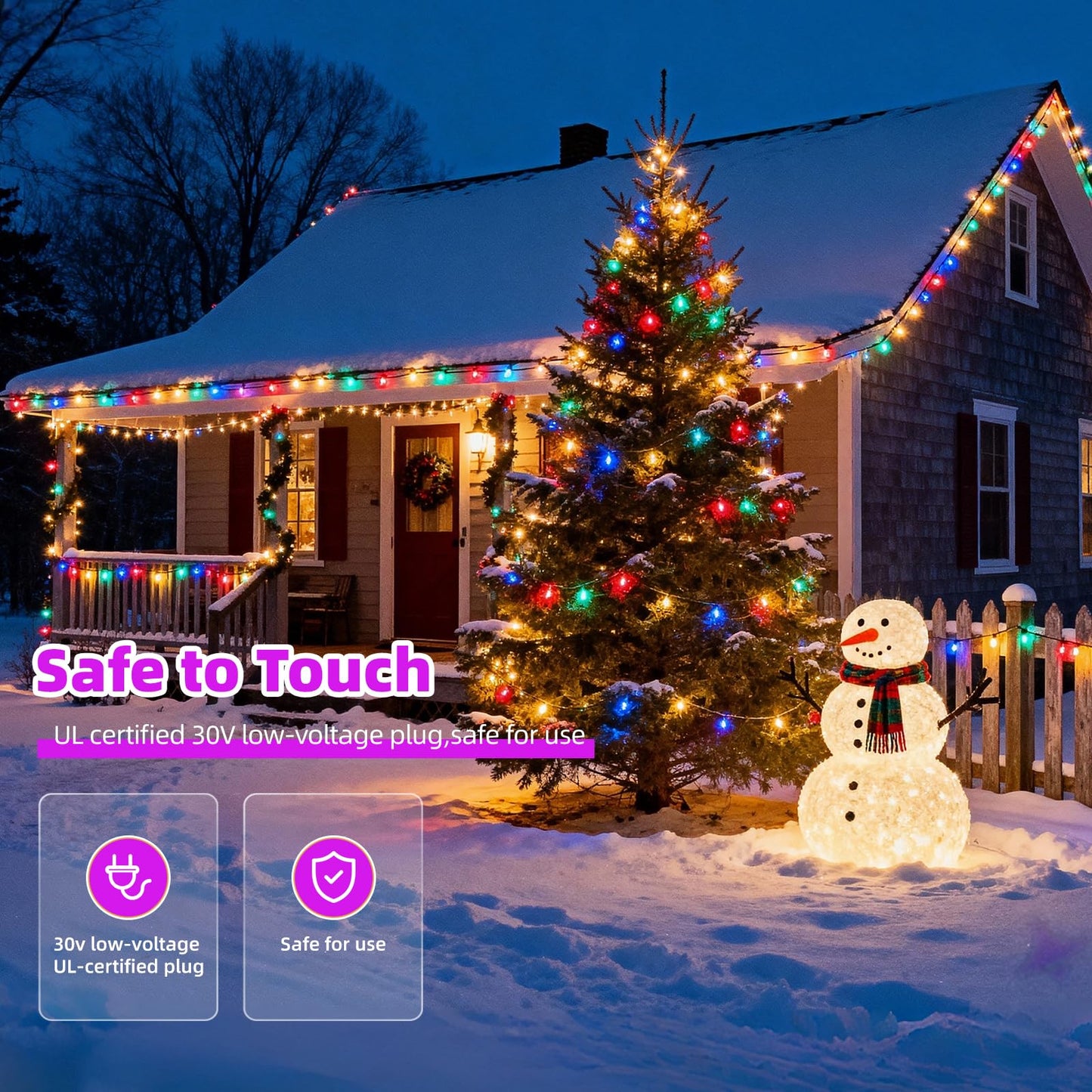 AHAWILL String Lights for Christmas Decor,LED RGB Classroom Lights, Waterproof Fairy Lights Indoor for Christmas Decor,Dimmable,8 Modes,Valentine's Day Home Decorations (83ft)