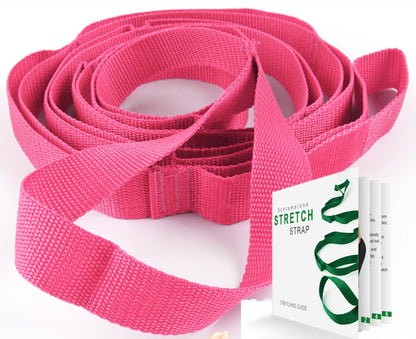 Scotamalone Stretching Strap Yoga Strap Physical Therapy for Home Workout, Exercise, Pilates and Gymnastics, 10 Loops Non-Elastic Stretch Bands with Aesthetic Packaging for Women & Men