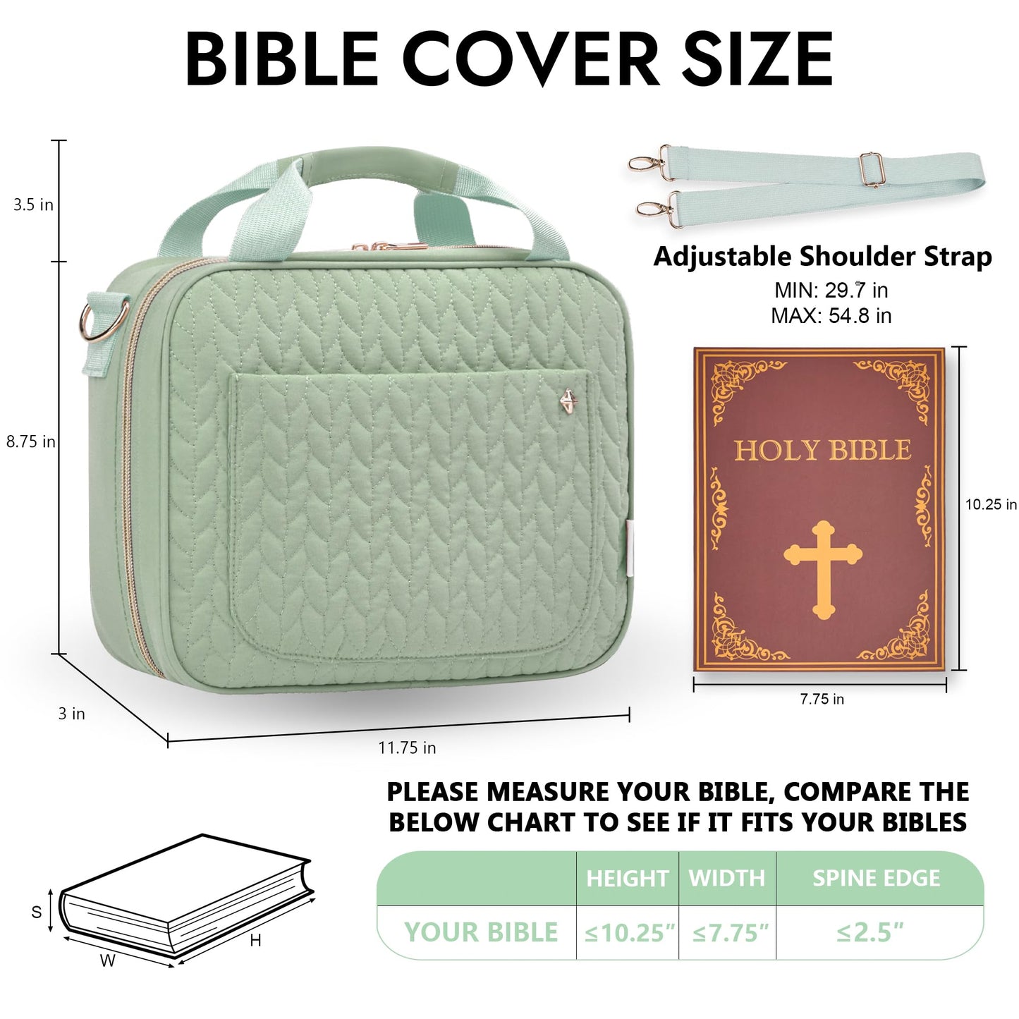 KarSyon Bible Cover for Women Study Supplies Bible Journaling Kit Pink Book Carrying Case with Bible Highlighters, Mothers Day Christian Gifts for Women (Sage Green, Large)