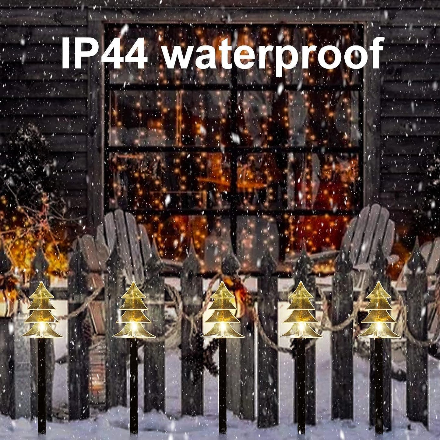 ILLUMINEW Outdoor Christmas Decorations, Solar Christmas Pathway Lights, Set of 5 Waterproof Landscape LED Lights for Yard Lawn Patio Walkway Decor