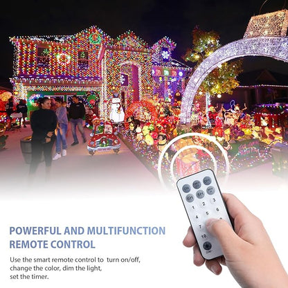 JMEXSUSS 600 LED Color Changing String Lights Plug in, 168FT White & Multicolor Christmas Lights with Remote, Christmas String Lights Outdoor Waterproof Clear Wire for Tree Xmas Decor
