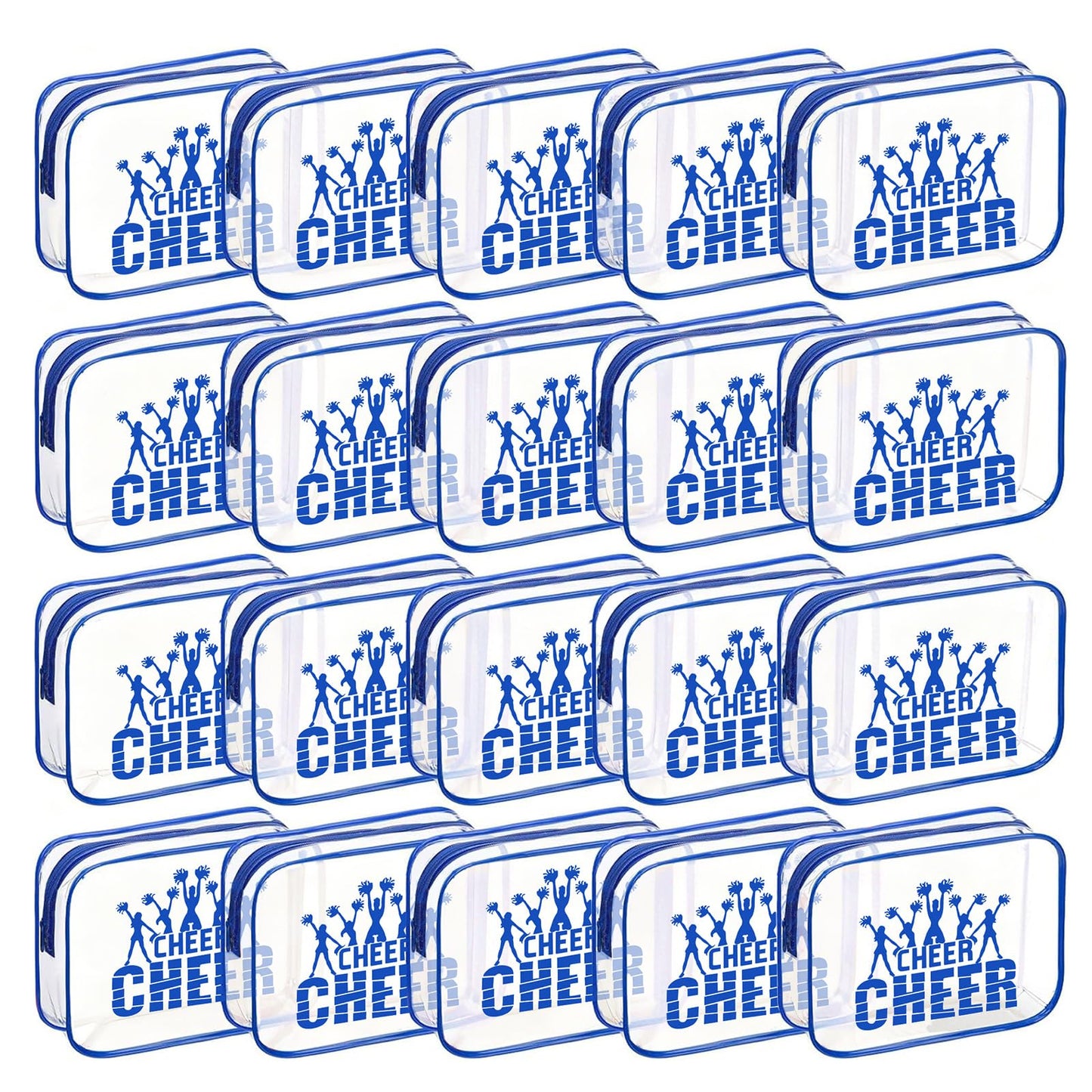 20 Pcs Cheer Goodie Bags Cheer Snack Bags for Team 7 X 5 '' Pvc Cheerleader Gifts Bulk Waterproof Portable Cheerleader Tote Cheerleading Travel Duffel Packet for Teammate Party Party Supplly(Blue)