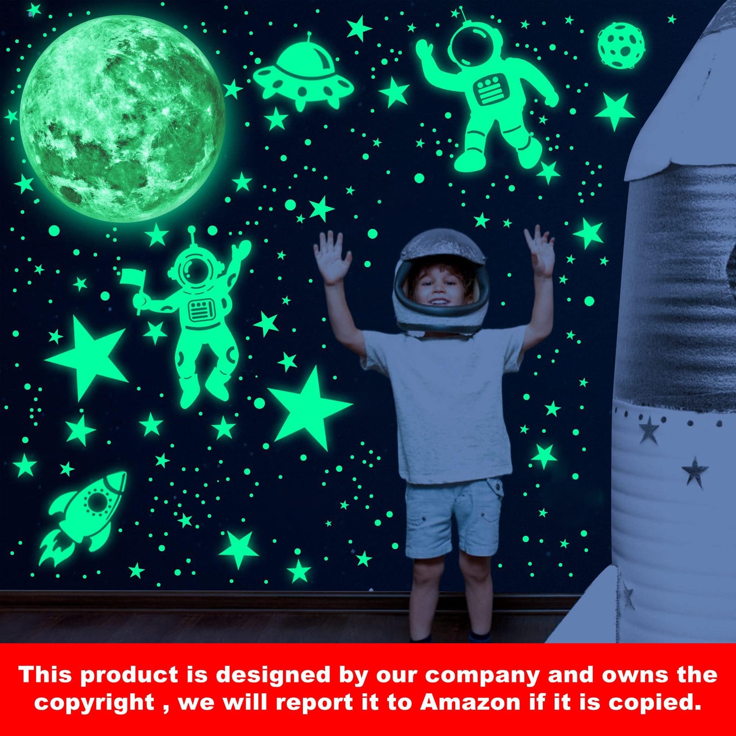 Glow in The Dark Stars for Ceiling Glow in The Dark Moon and Space Wall Decals Luminous Astronaut Universe Planet Galaxy Wall Stickers Outer Space Decal for Kids Boys Girls Bedroom Christmas Gift