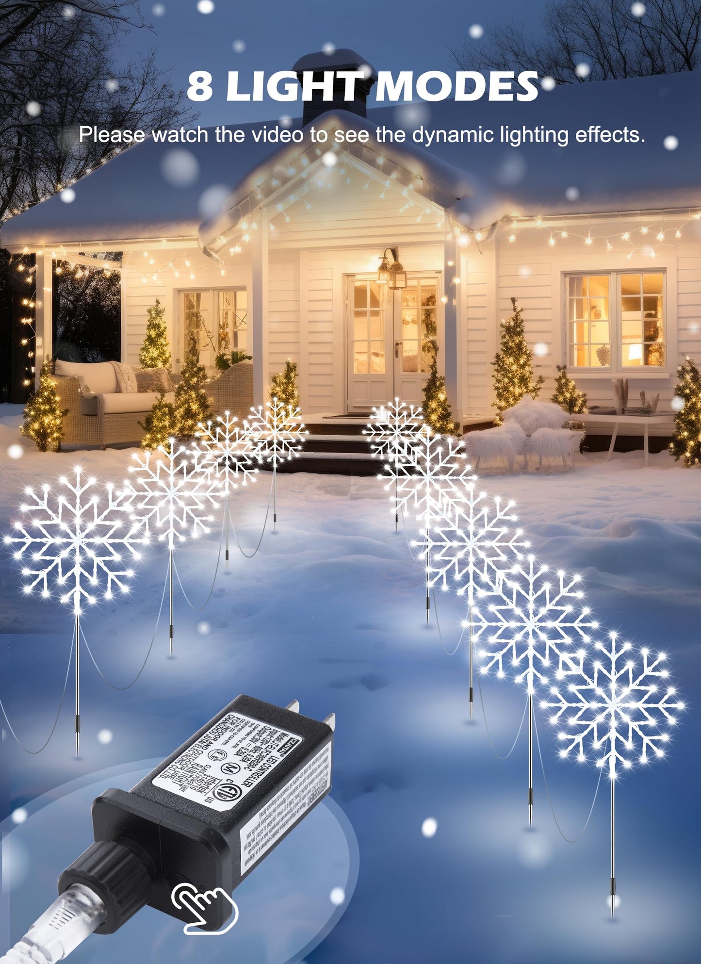 Brightown Snowflake Lights Outdoor, 10 Large Snowflake Christmas Pathway Lights Outdoor Christmas Decorations Yard Sidewalk Walkway Driveway Marker Stake, Cool White