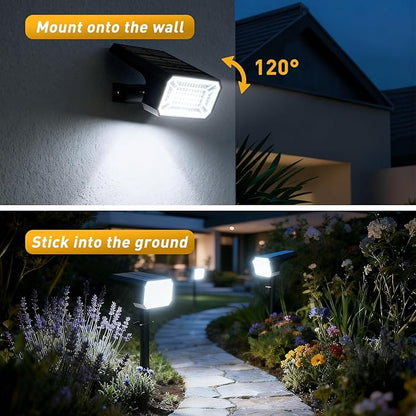 Solar Spot Lights Outdoor Waterproof IP65, [8 Pack/100 LED/4 Modes] 2-in-1 Solar Landscape Spotlights, Auto On/Off Solar Powered Flood Lights for Outside Yard Garden Pathway(Cool White)