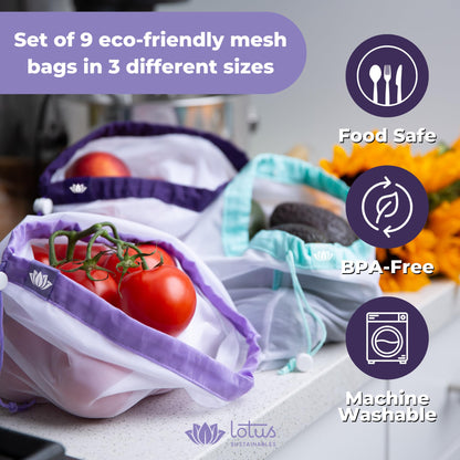 Lotus Produce Bags Reusable produce bags Eco-Friendly Mesh Produce Bags For Groceries