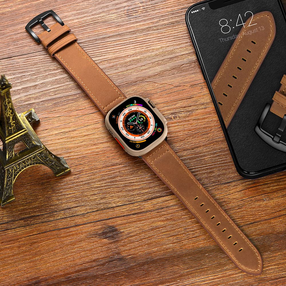 CINORS Extra Large Leather Band Compatible with Apple Watch Series 11 10 46mm Ultra 3 2 1 49mm Vintage Big XL Replacement Strap for iWatch Ultra 9 8 7 45mm Series 6 SE 5 4 3 2 1 42mm 44mm Men, XXL