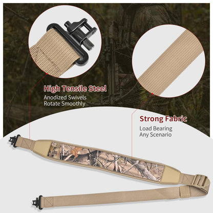 SPG Crossbow Strap Fits Most Model - Adjustable Crossbow Sling Strap Non-Slip Pad Crossbow Sling Two Points Camo Shoulder Strap with Heavy Duty Webbing for Crossbow Accessory (Khaki Camo)
