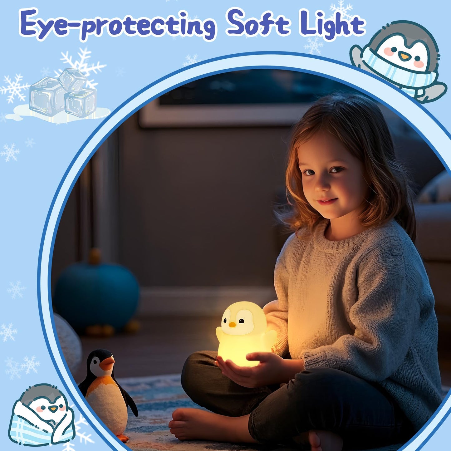 YuanDian Penguin Night Light, Cute Animal Themed Gifts for Adults and Teens. Decorate Bedrooms with Silicone Penguin Toy Nightlights, Christmas Birthday Gift for All