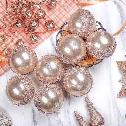 ZHANYIGY 4pc Champagne Gold Christmas Ball Ornaments, 4pc Set Red Shatterproof Christmas Decorations Tree Balls for Xmas Trees Wedding Party Holiday Decorations